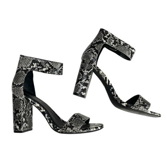 Jeffrey Campbell Lindsay Heeled Sandals Black Grey Snake Animal Print Size 7.5 - Picture 13 of 15